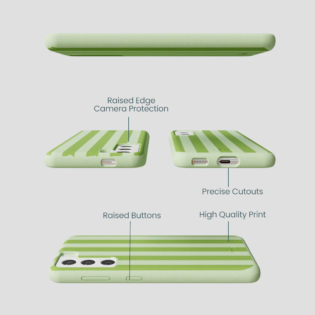 Sage Green Meadow Stripes Samsung Galaxy S22 Case - Image 2