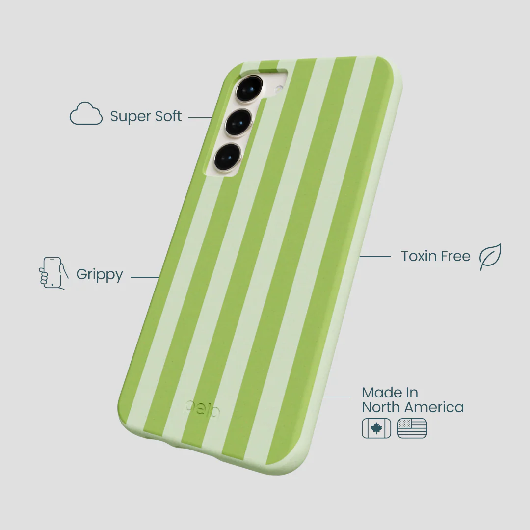Sage Green Meadow Stripes Samsung Galaxy S23+(Plus) Case - Image 3