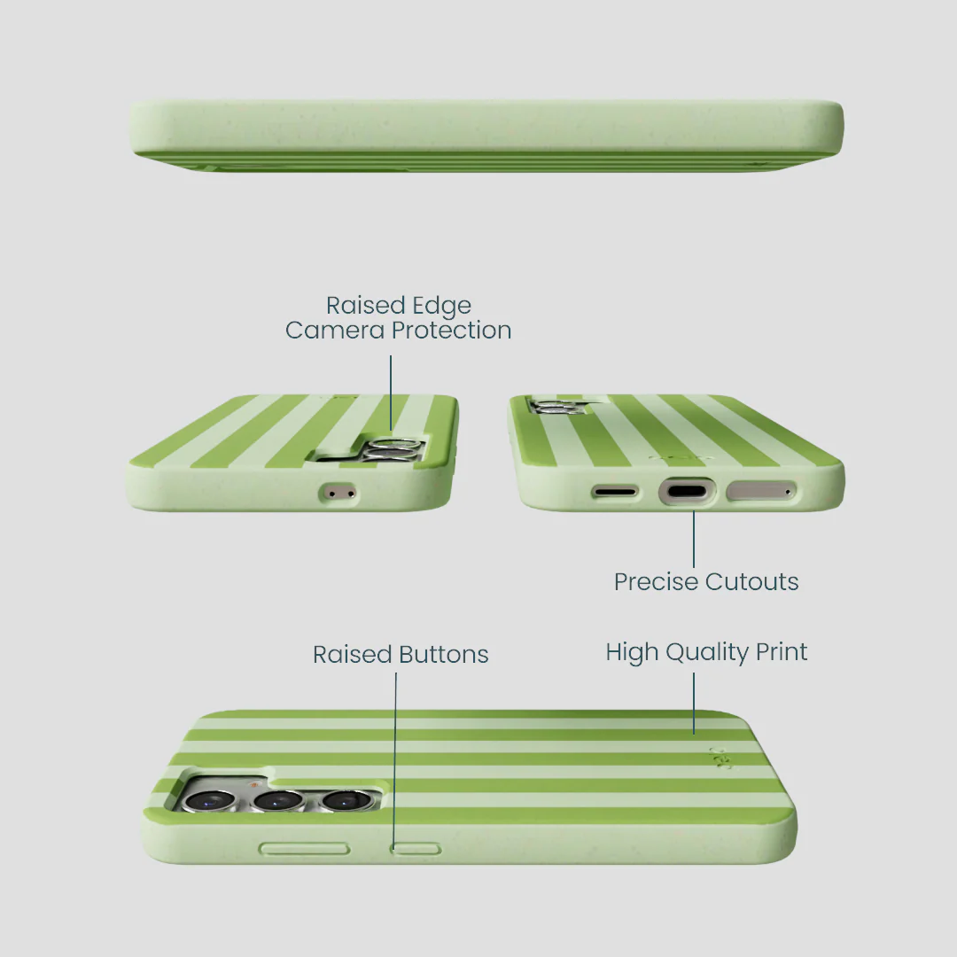 Sage Green Meadow Stripes Samsung Galaxy S25 Case - Image 2
