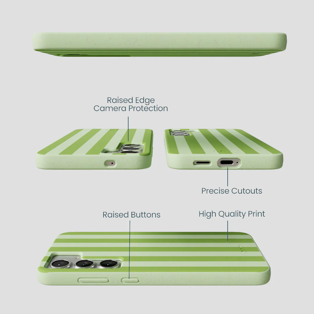 Sage Green Meadow Stripes Samsung Galaxy S25+(Plus) Case - Image 2