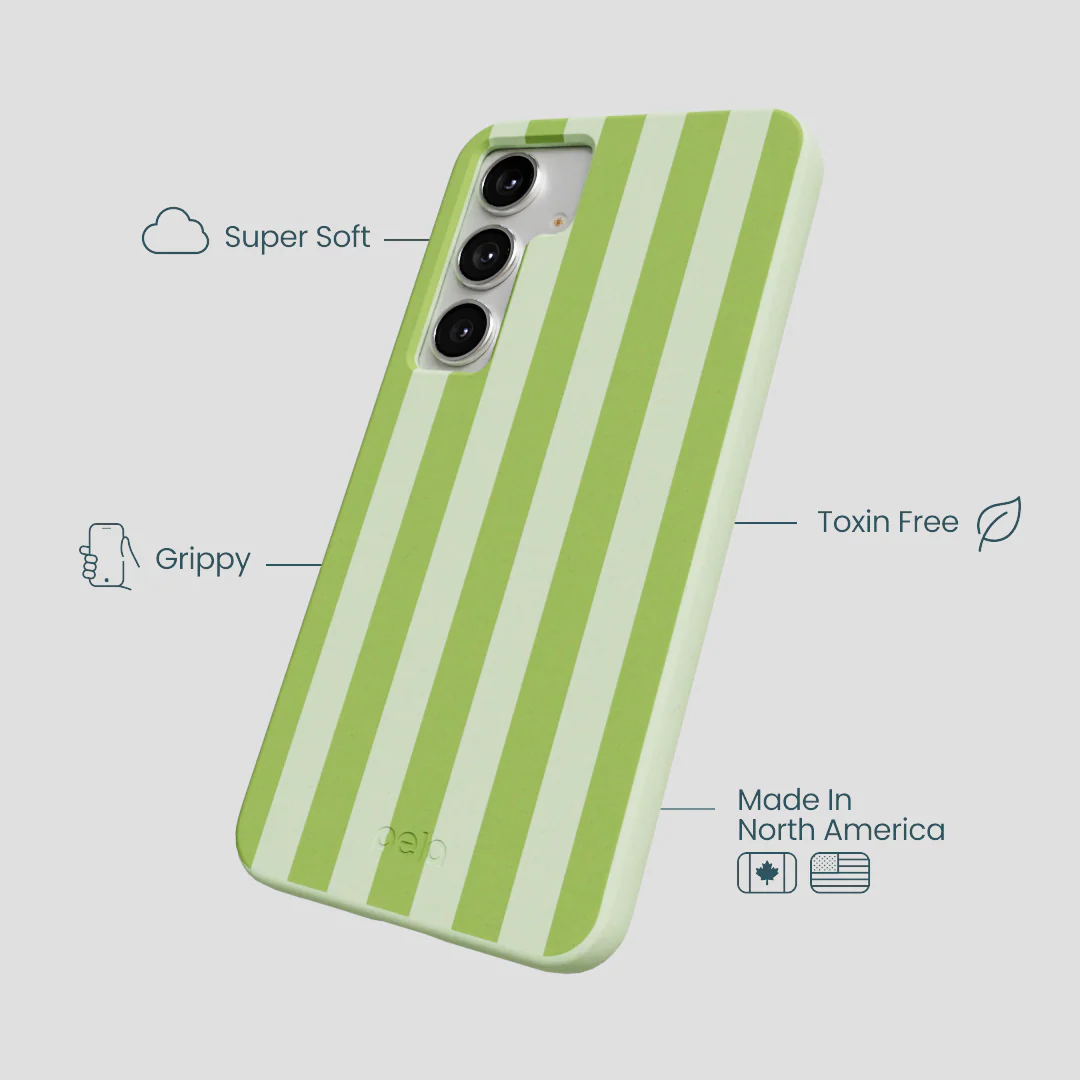 Sage Green Meadow Stripes Samsung Galaxy S25+(Plus) Case - Image 3