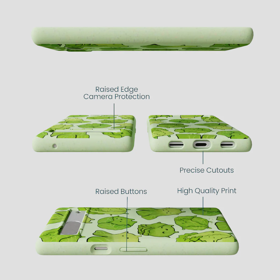 Sage Green Silly Cabbage Google Pixel 7a Case - Image 3