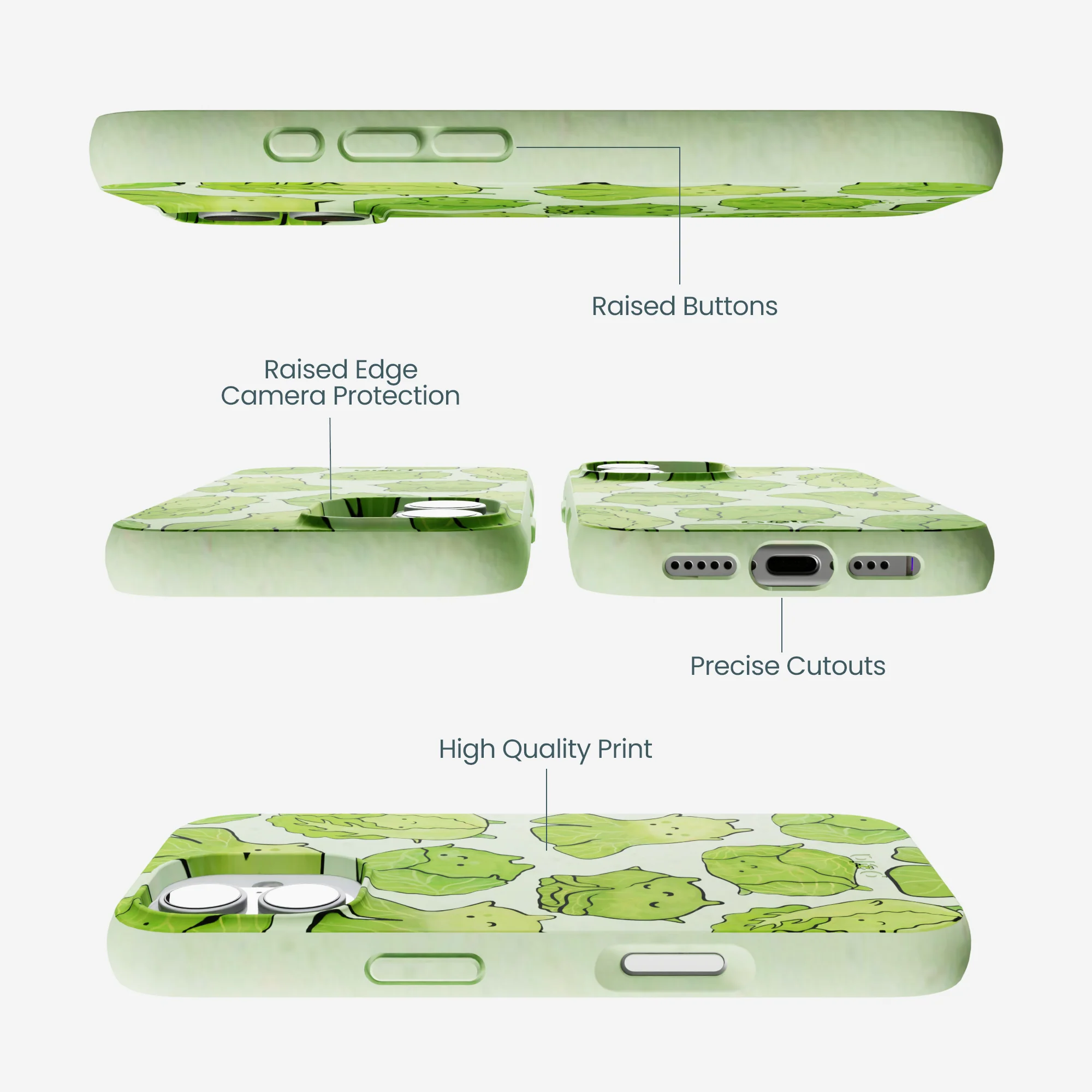 Sage Green Silly Cabbage iPhone 17 Case - Image 3