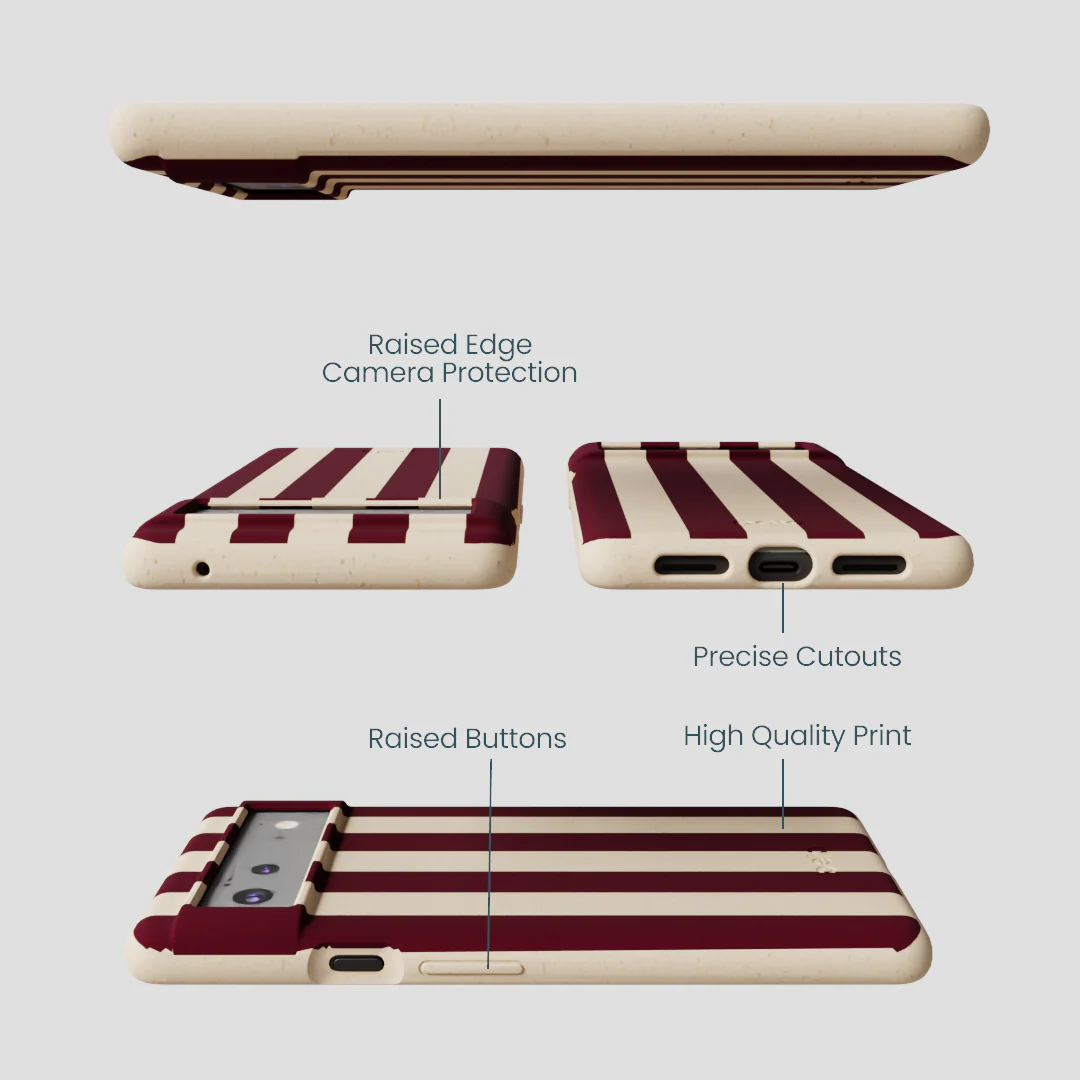 Seashell Big Burgundy Stripes Google Pixel 6 Case - Image 3