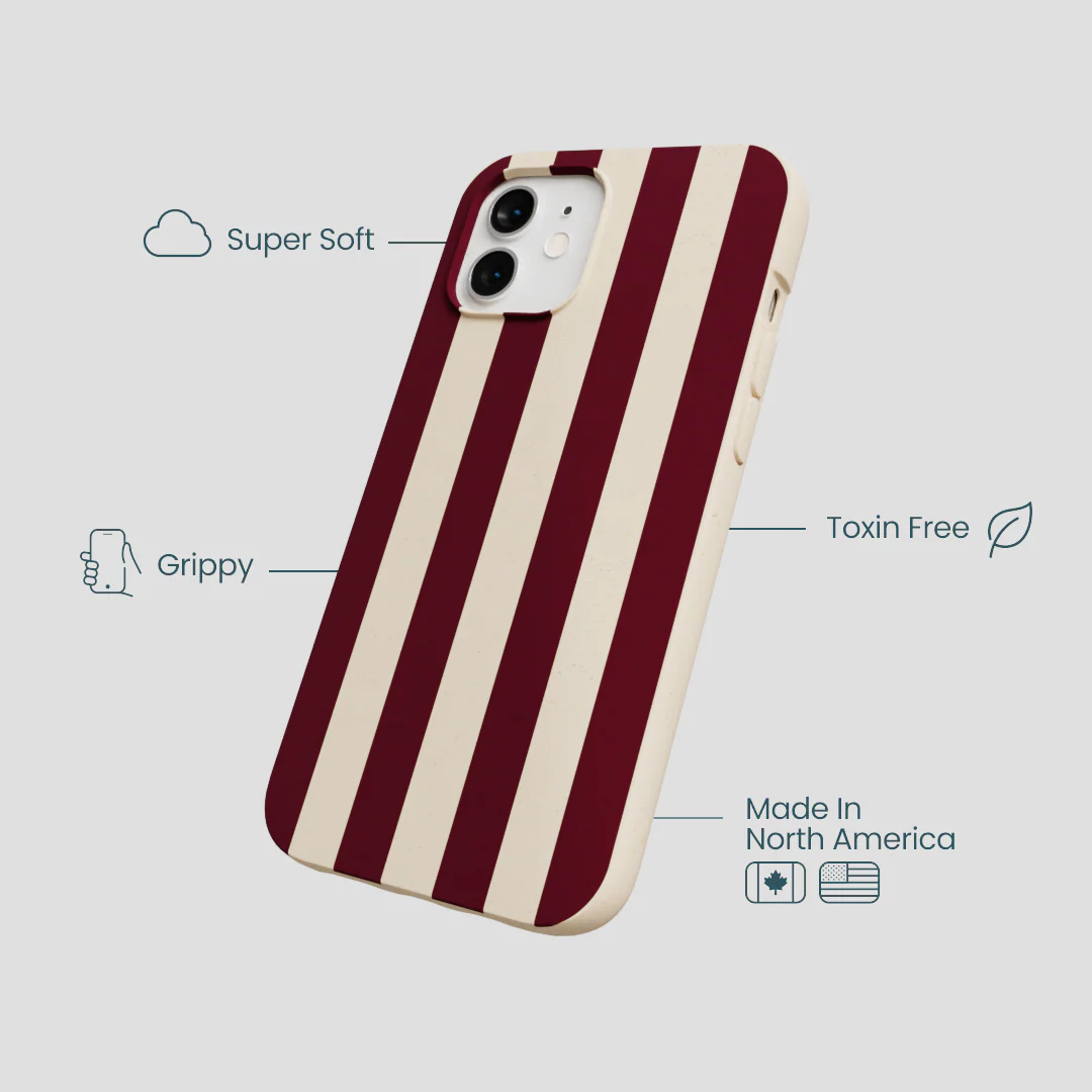 Seashell Big Burgundy Stripes iPhone 12/ iPhone 12 Pro Case - Image 4