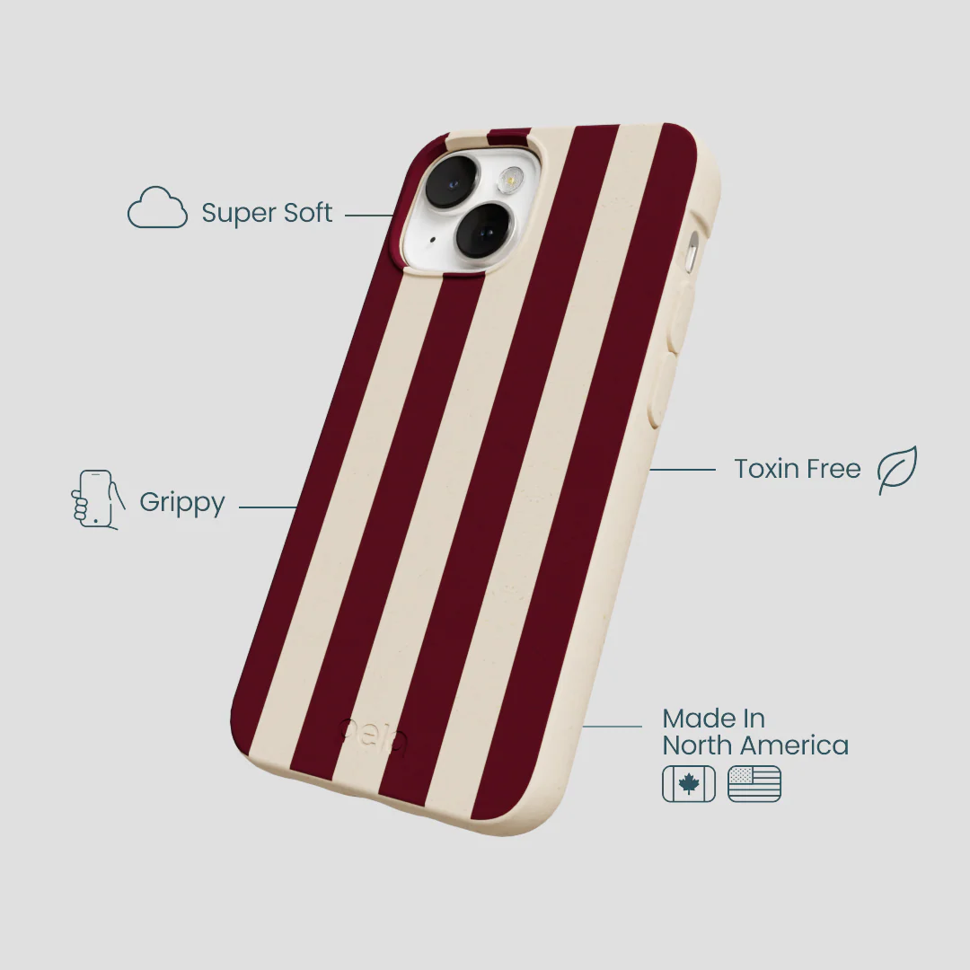 Seashell Big Burgundy Stripes iPhone 13 Case - Image 4