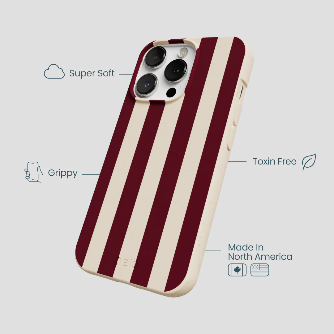 Seashell Big Burgundy Stripes iPhone 13 Pro Max Case - Image 4