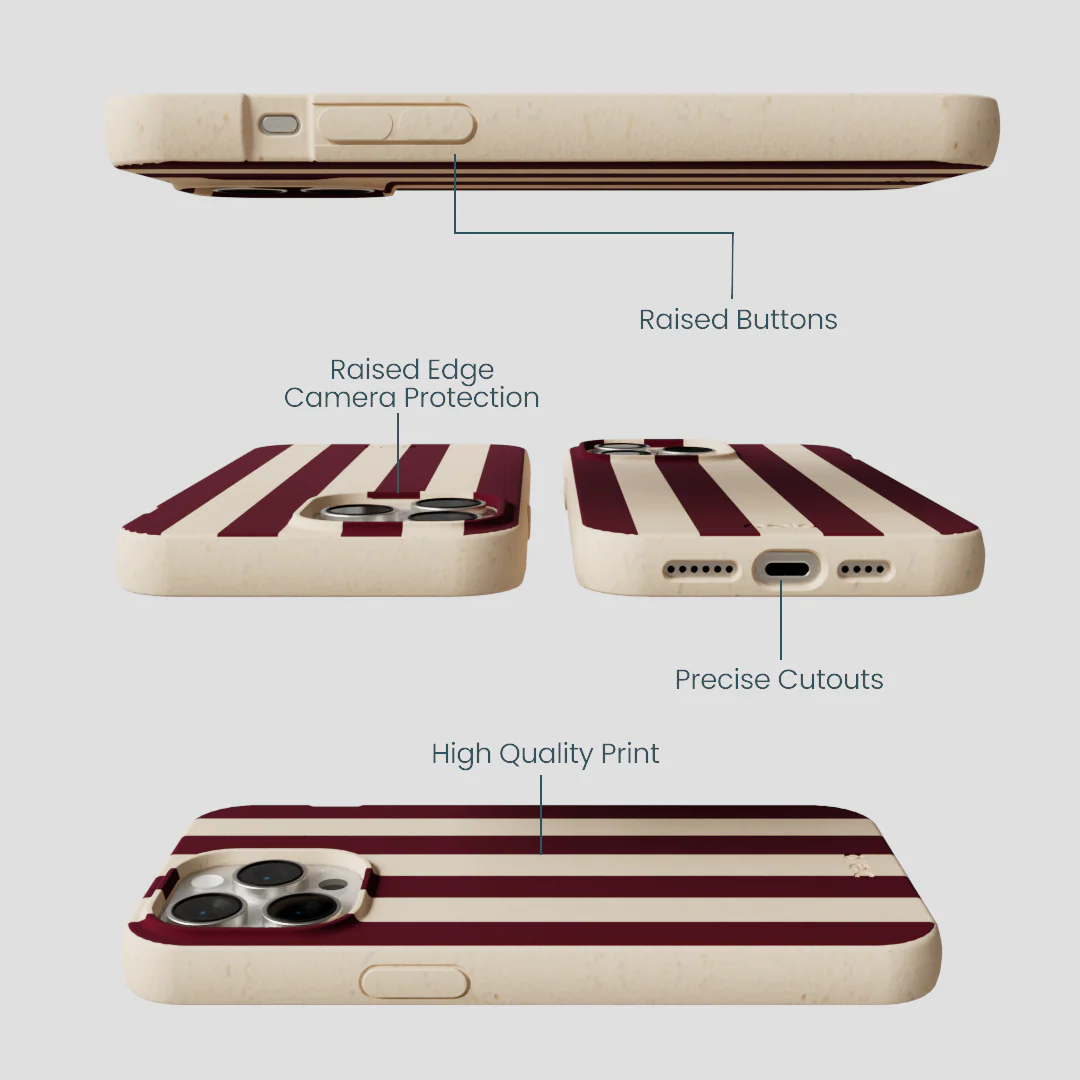 Seashell Big Burgundy Stripes iPhone 14 Pro Max Case - Image 3