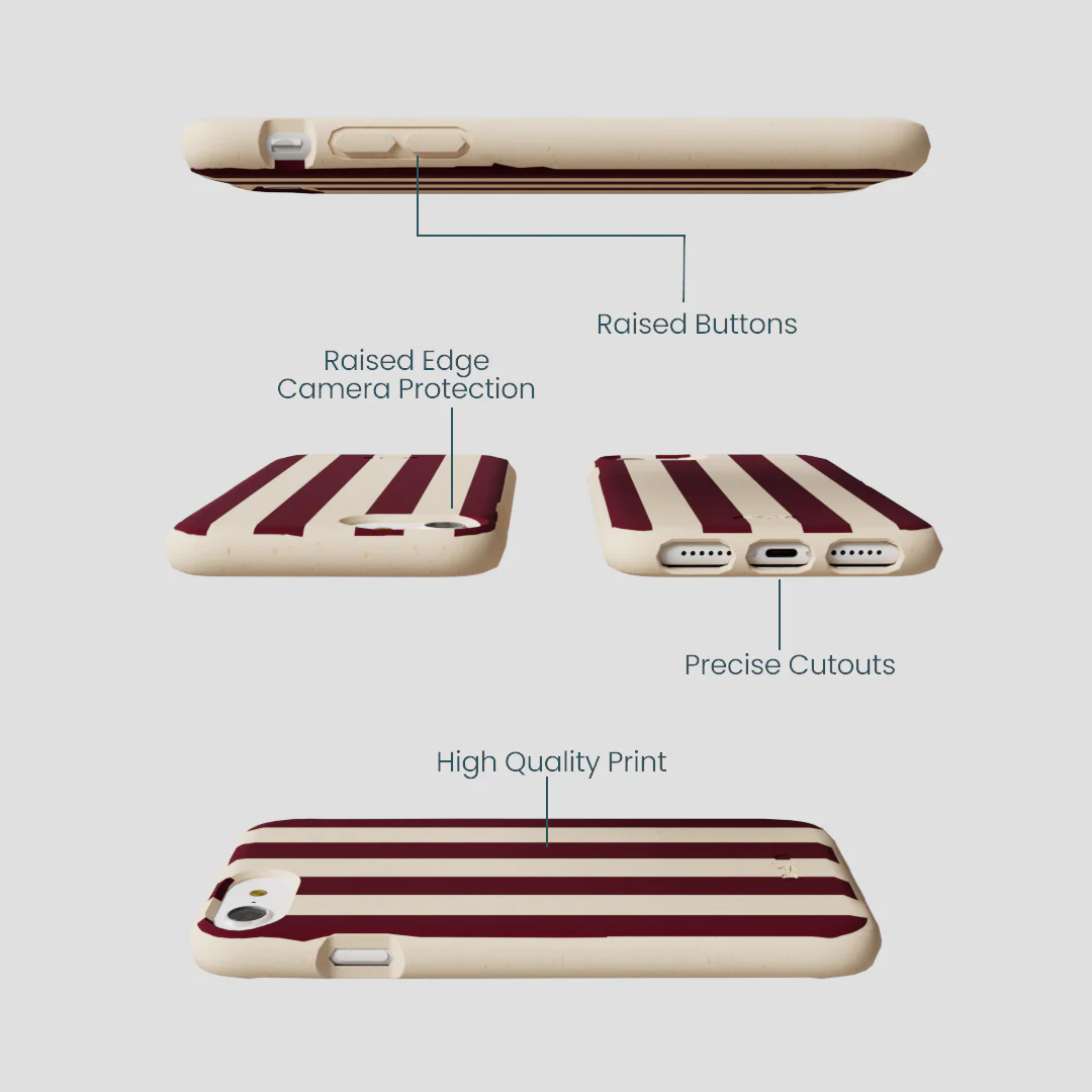 Seashell Big Burgundy Stripes iPhone 6/6s/7/8/SE Case - Image 3
