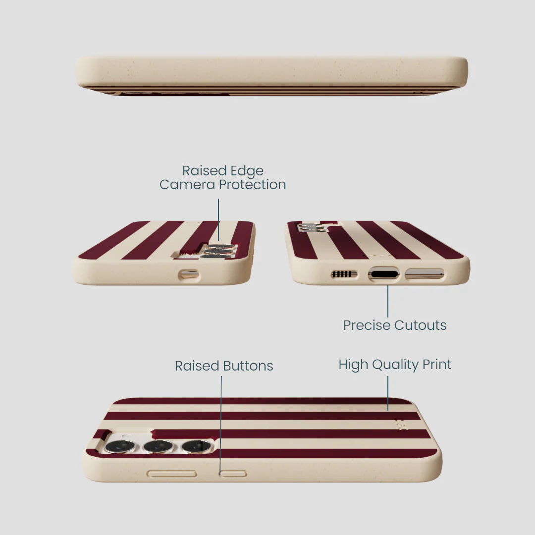 Seashell Big Burgundy Stripes Samsung Galaxy S23 Case - Image 3