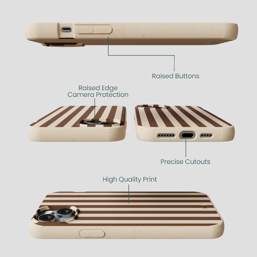 Seashell Fawn Stripes iPhone 14 Plus Case - Image 3