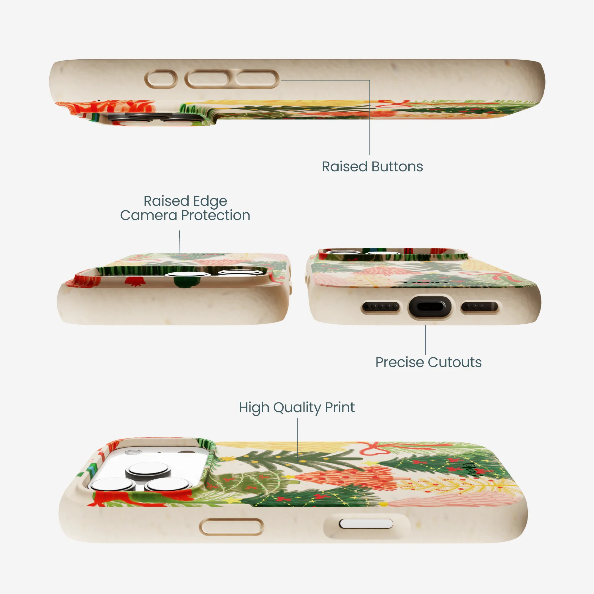 Seashell Festive Trees iPhone 17 Pro Case - Image 3