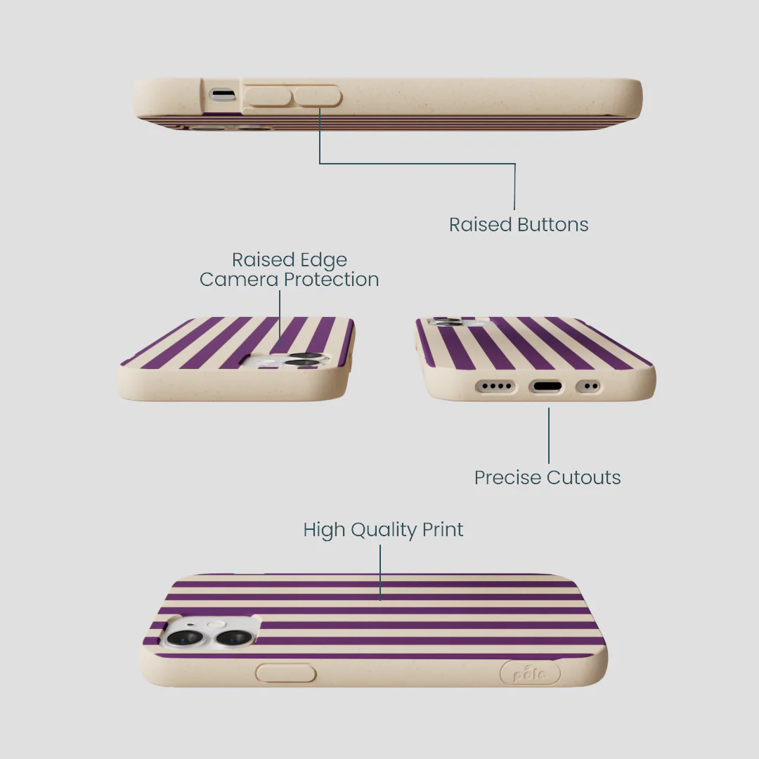 Seashell Plum Stripes iPhone 12 Mini Case - Image 3