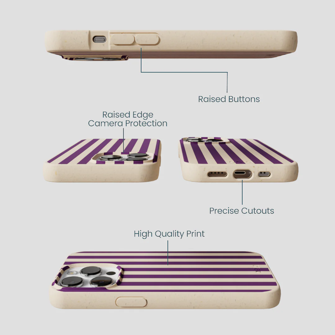 Seashell Plum Stripes iPhone 13 Pro Case - Image 3