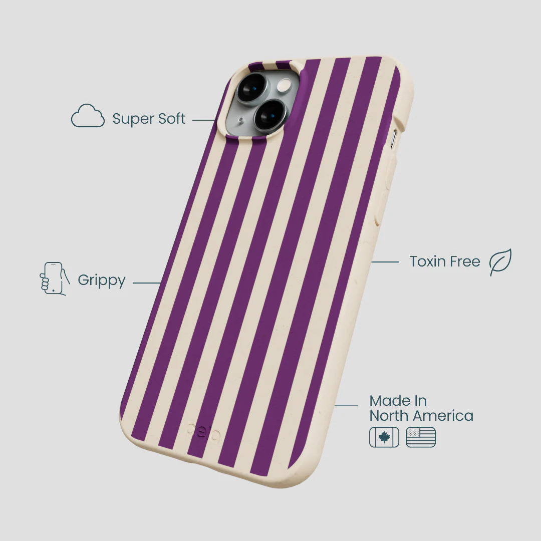 Seashell Plum Stripes iPhone 14 Plus Case - Image 4
