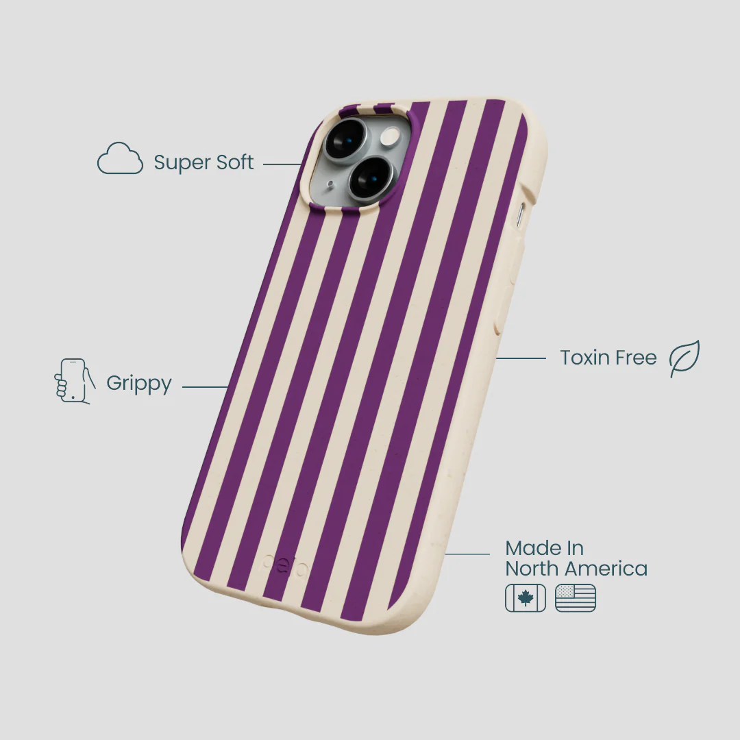 Seashell Plum Stripes iPhone 15 Case - Image 4