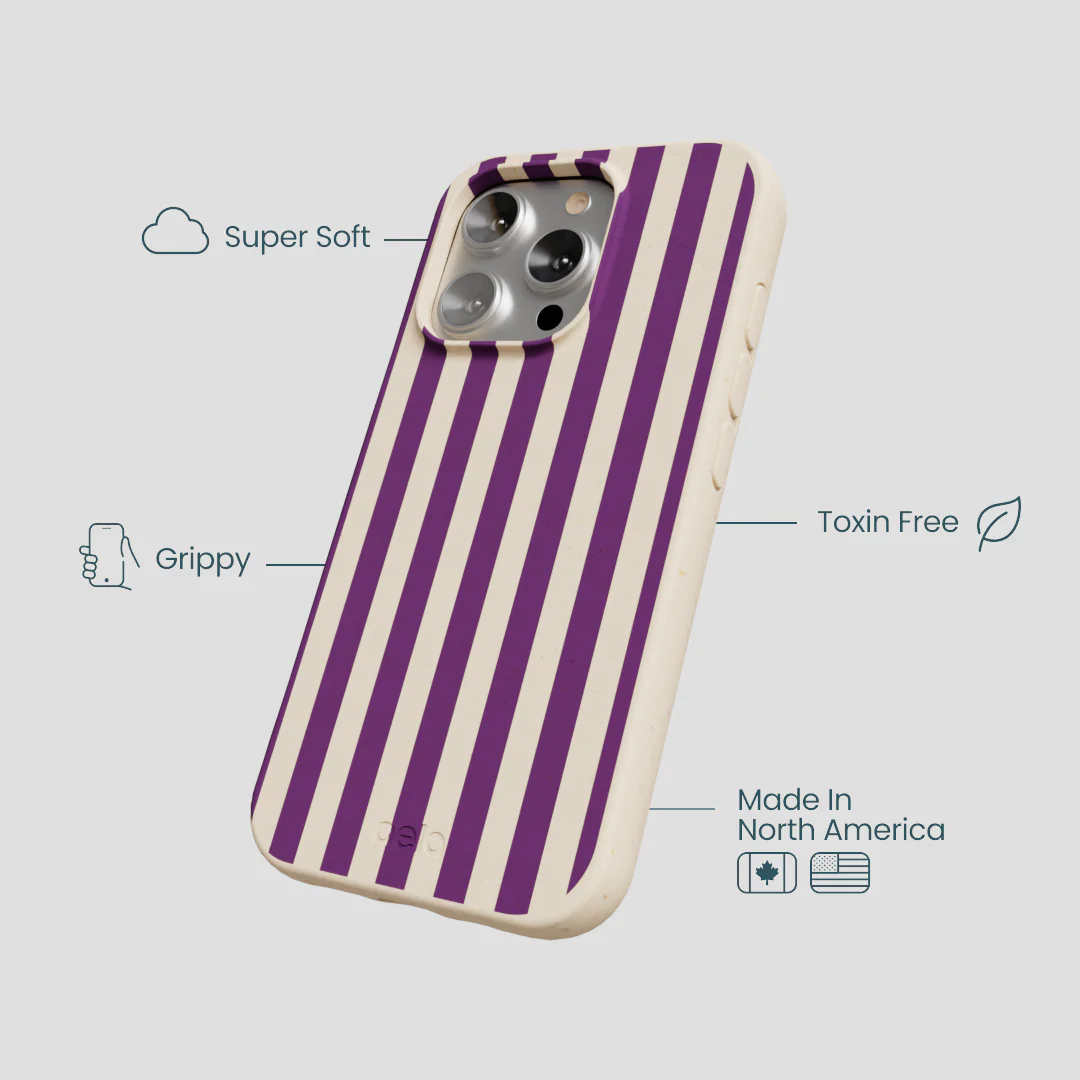 Seashell Plum Stripes iPhone 16 Pro Case - Image 4