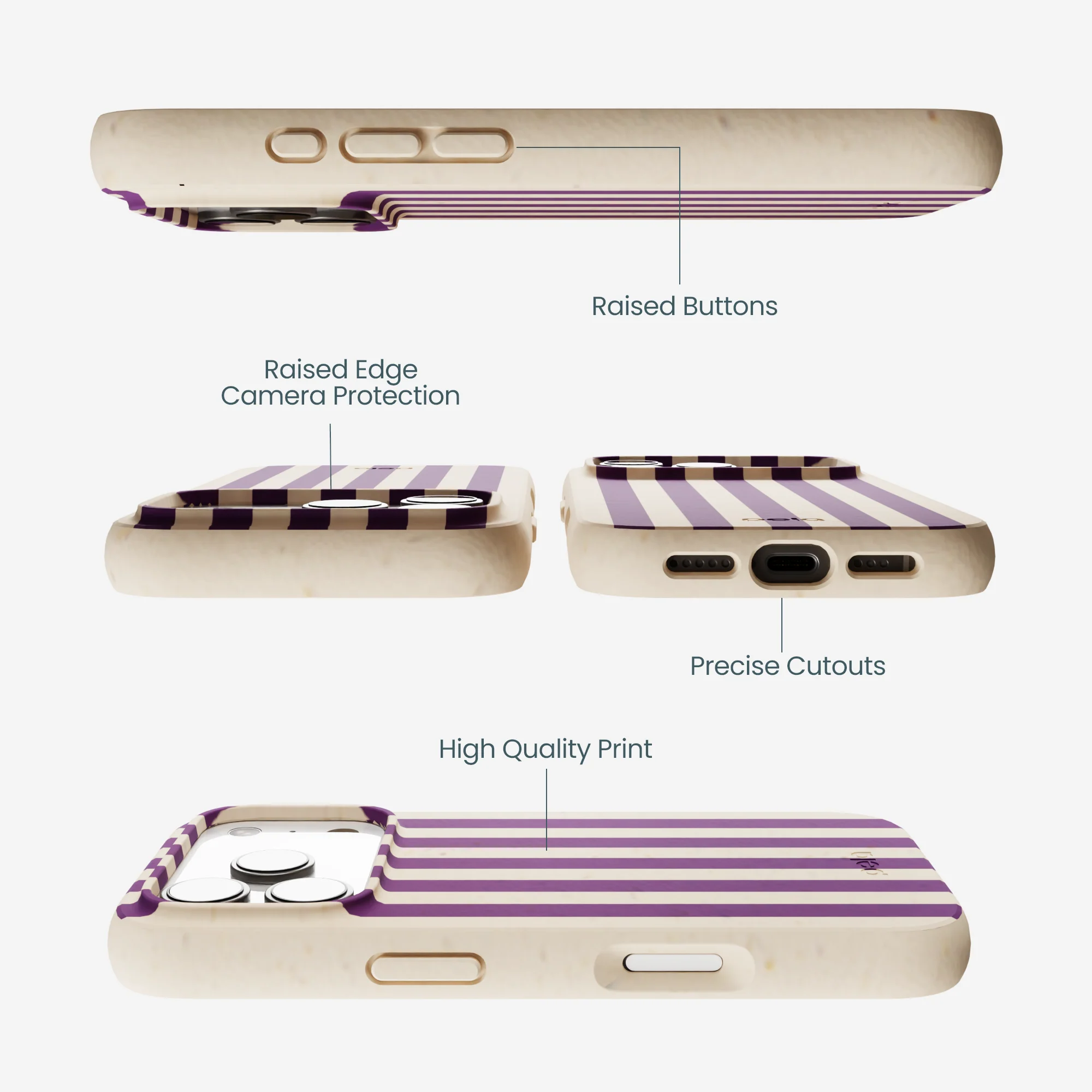 Seashell Plum Stripes iPhone 17 Pro Case - Image 3