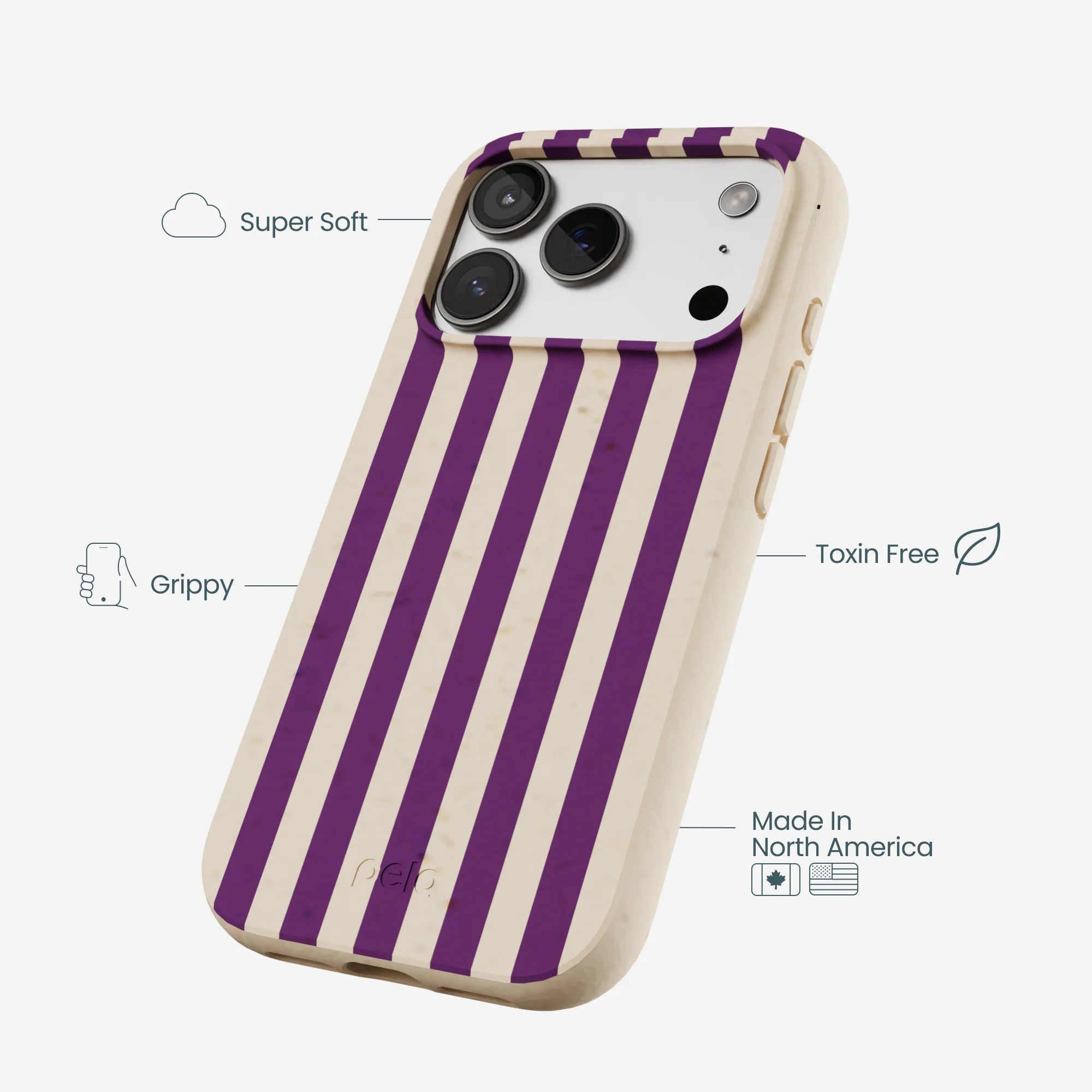 Seashell Plum Stripes iPhone 17 Pro Case - Image 4