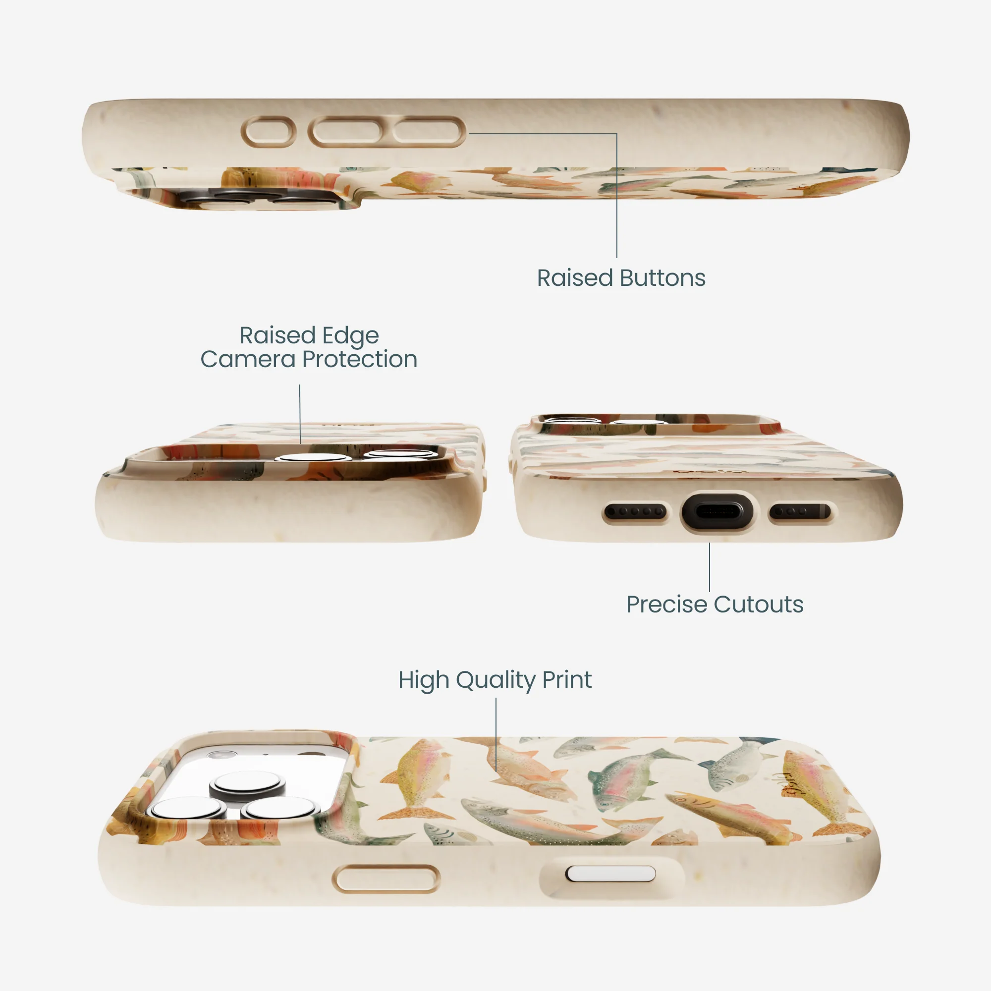 Seashell Rainbow Trout iPhone 17 Pro Case - Image 3