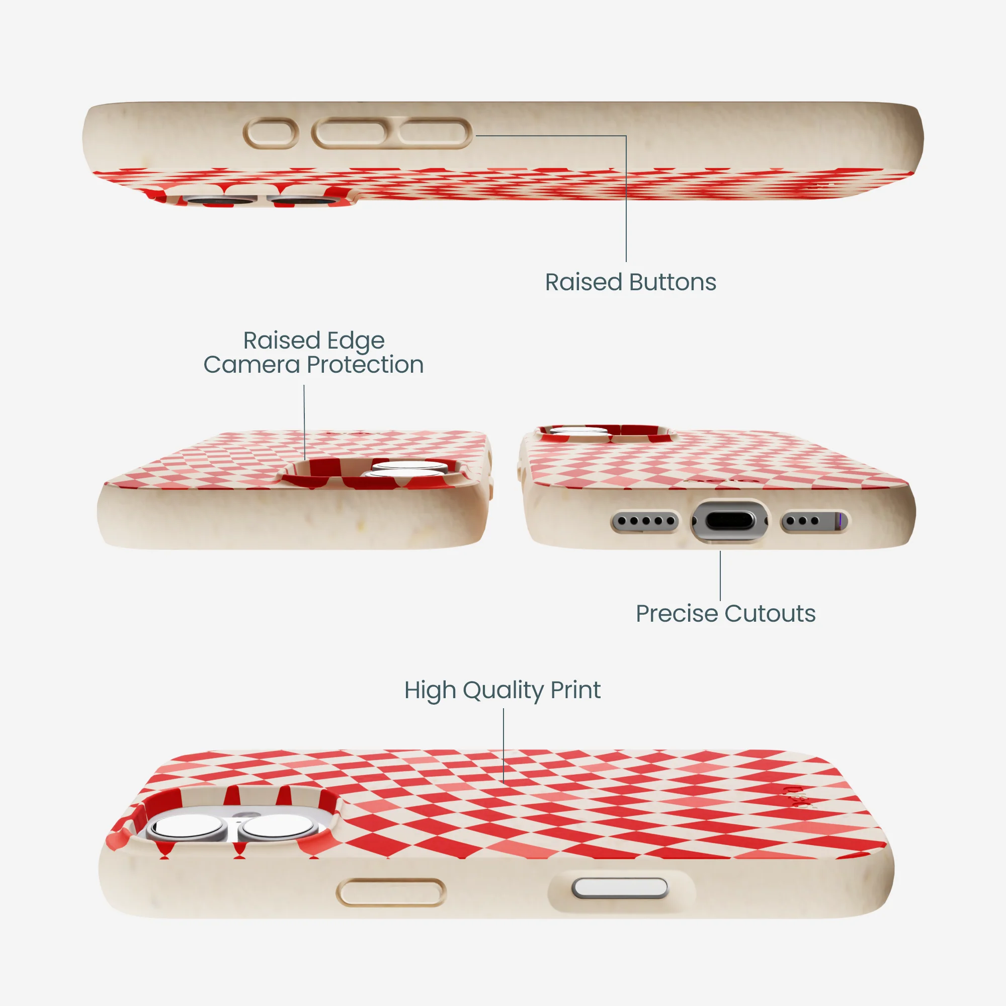 Seashell Red Checks iPhone 17 Case - Image 3