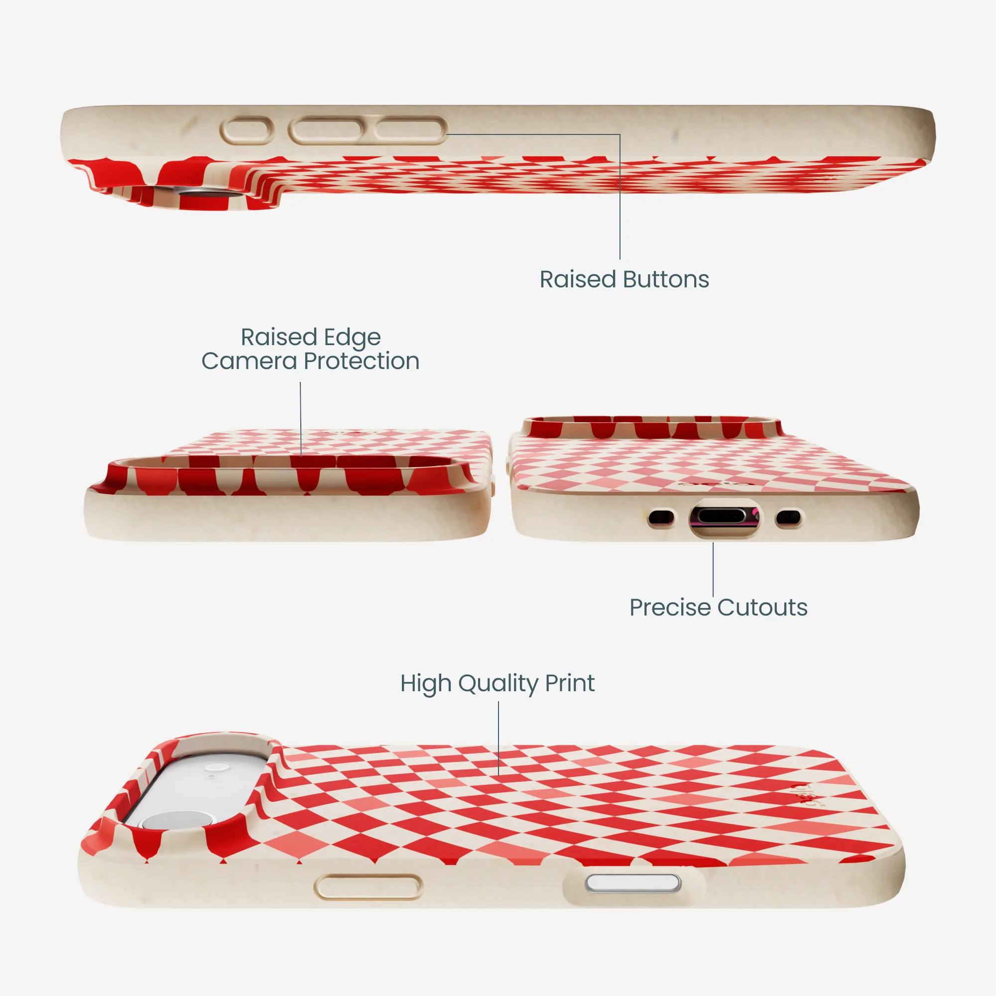 Seashell Red Checks iPhone Air Case - Image 3