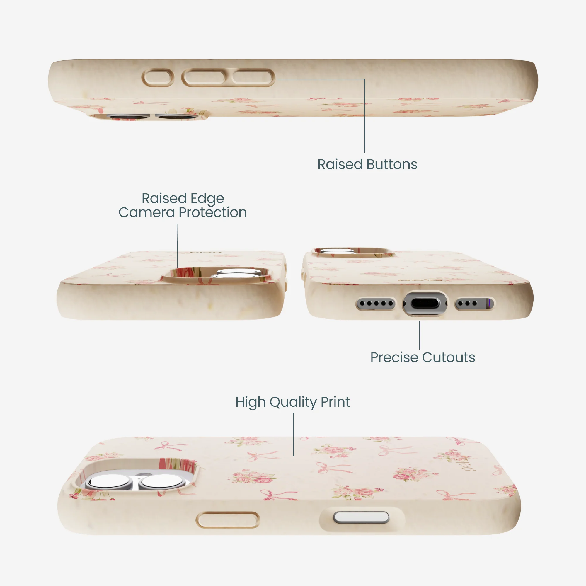 Seashell Roses and Bows iPhone 17 Case - Image 3