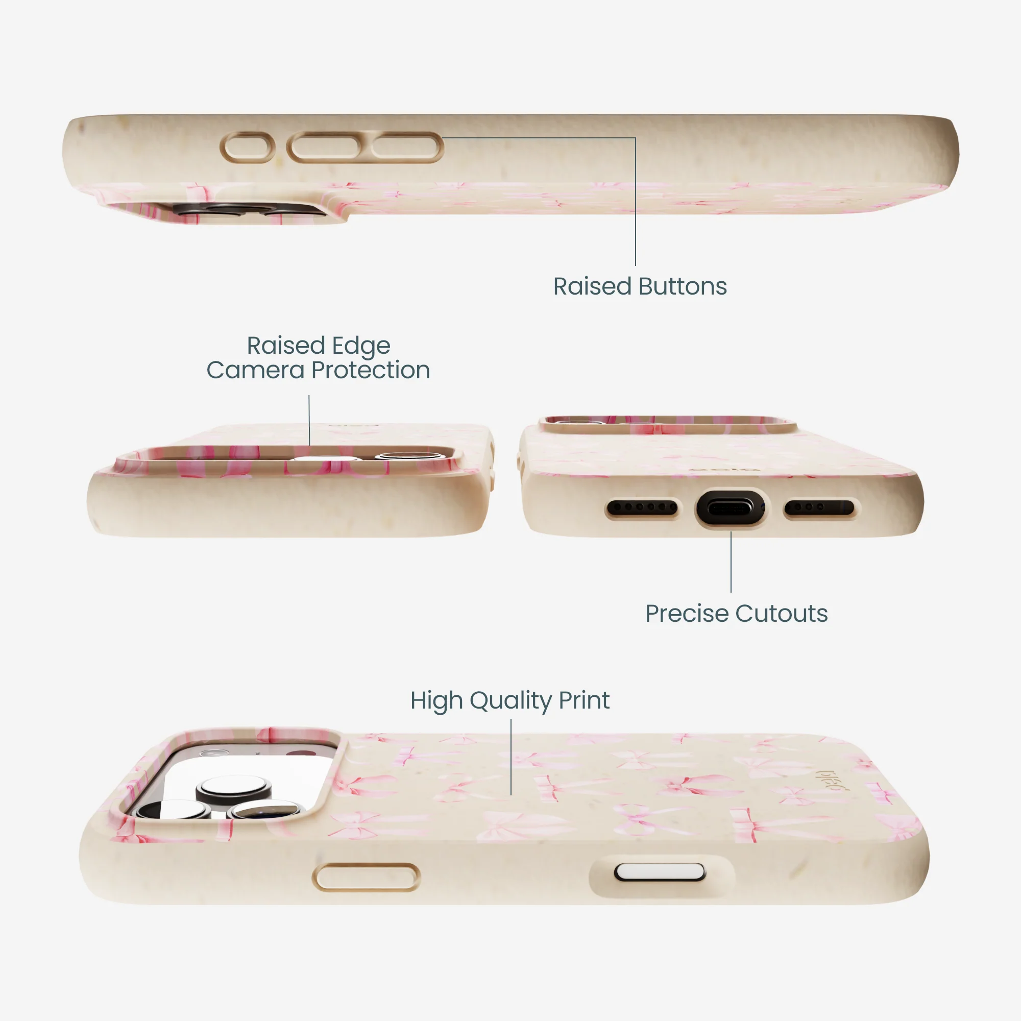 Seashell Rosy Bows iPhone 17 Pro Max Case - Image 3