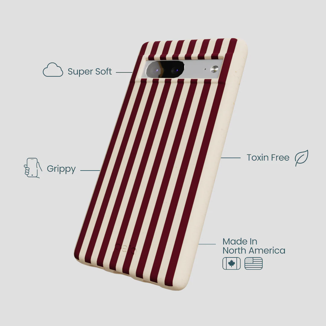 Seashell Small Wine Stripes Google Pixel 7a Case - Image 3