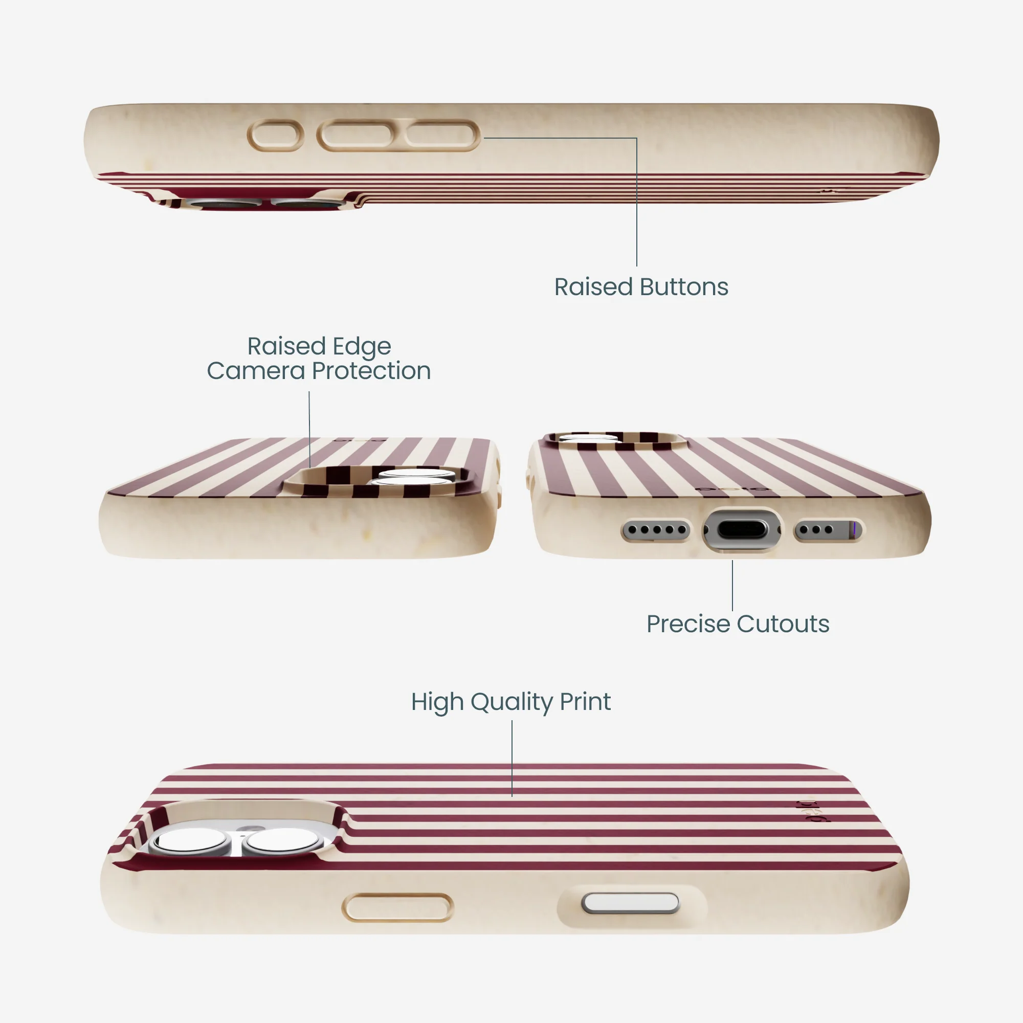 Seashell Small Wine Stripes iPhone 17 Case - Image 3