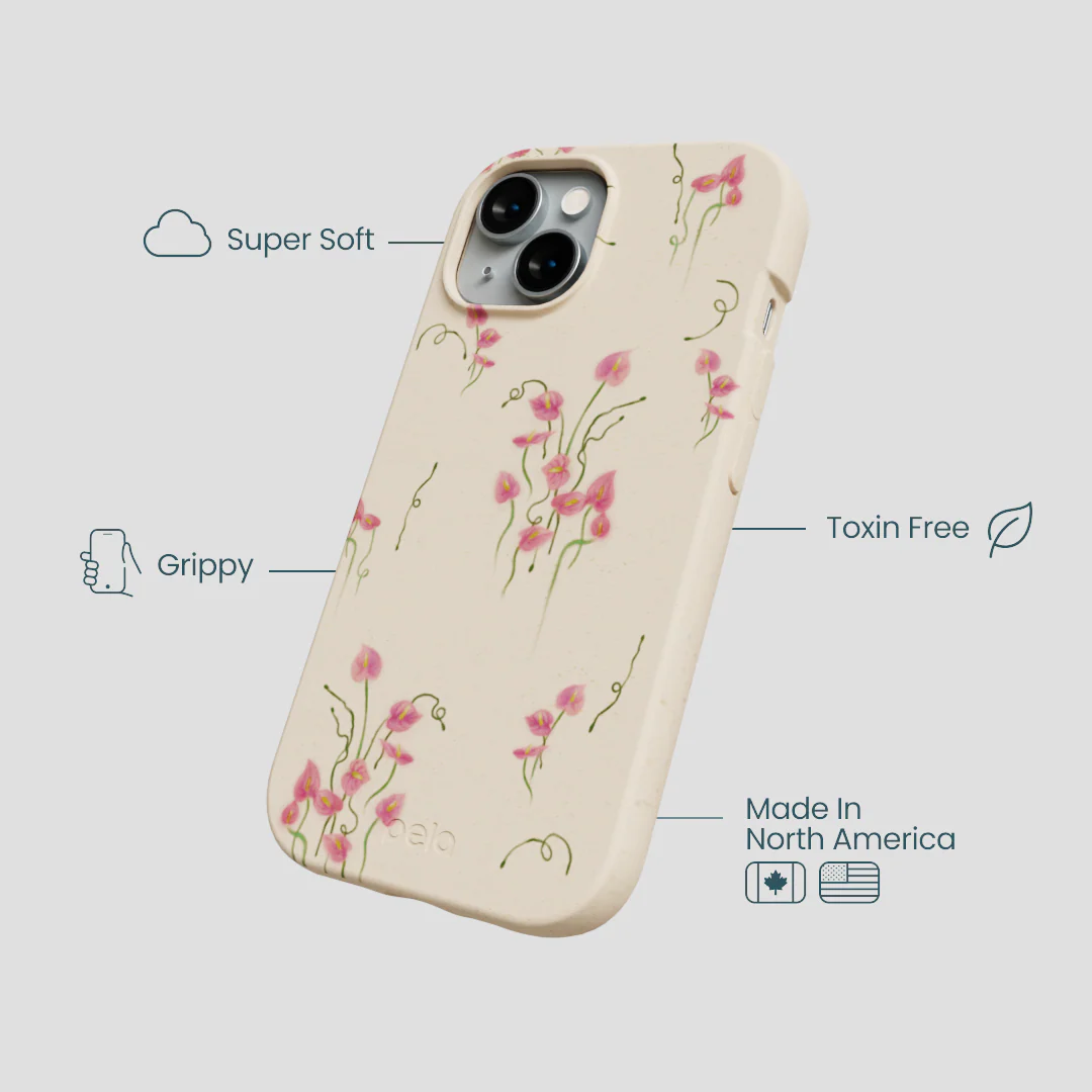 Seashell Sweet Anthuriums iPhone 14 Case - Image 4